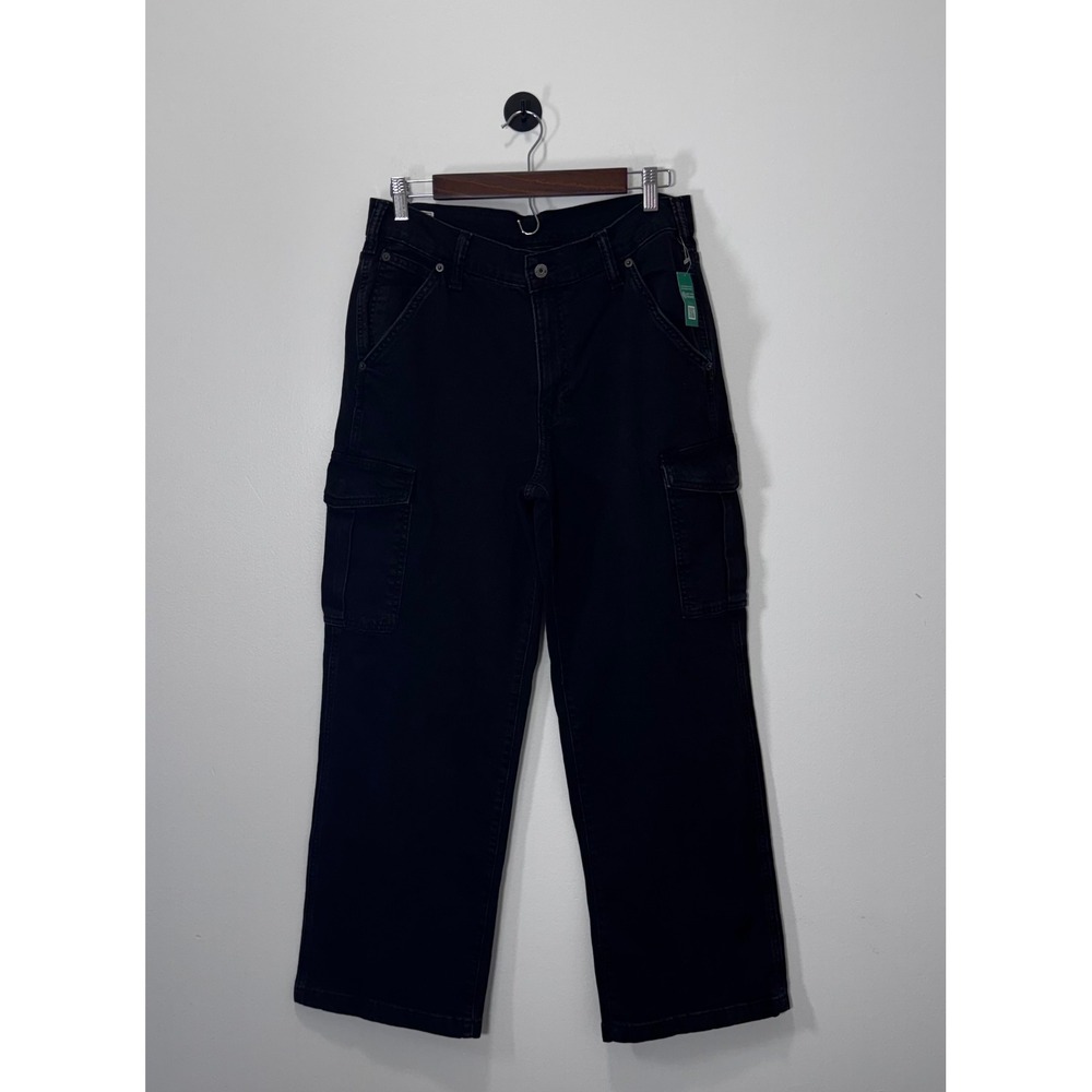 Gap 90s Loose Mid Rise Cargo Jeans Black Wide Leg Utility Pants 10S 30